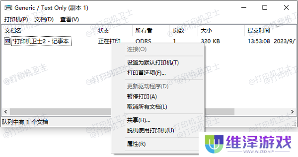 通过打印队列查看