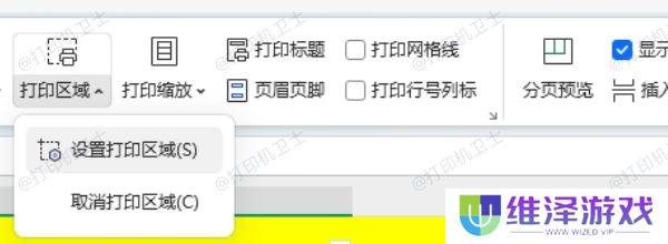 检查打印区域设置